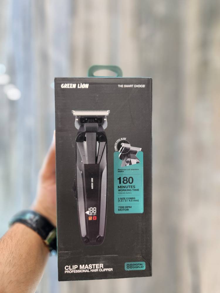 ✂️ ماشین اصلاح موی سر و صورت شارژی گرین لاین Clip Master | موتور 7200RPM، باتری 1200mAh با 180 دقیقه کارکرد 🔋 | شارژ Type-C | Green Lion Clip Master Hair Clipper