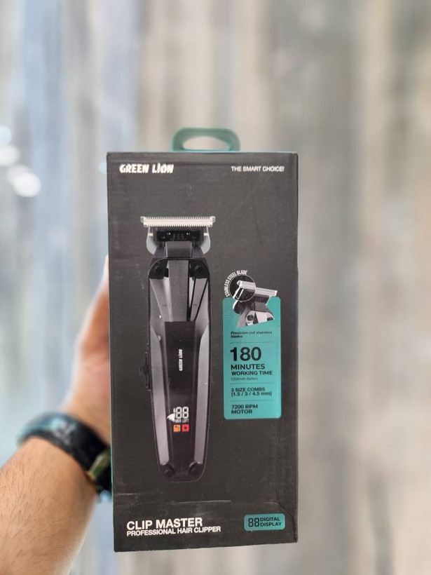 ✂️ ماشین اصلاح موی سر و صورت شارژی گرین لاین Clip Master | موتور 7200RPM، باتری 1200mAh با 180 دقیقه کارکرد 🔋 | شارژ Type-C | Green Lion Clip Master Hair Clipper